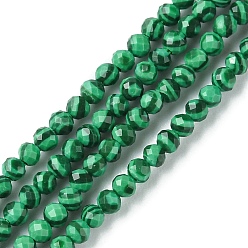 Malachite Synthetic Malachite Beads Strands, Faceted, Round, 3mm, Hole: 0.8mm, about 131pcs/strand, 14.96 inch(38cm)