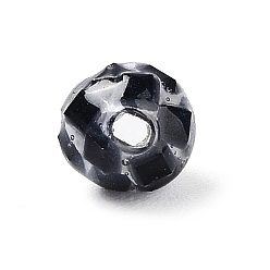 Negro Cuentas de concha artesanales de colores, teñido, rondo, negro, 5.5~6x5.5~6 mm, agujero: 1.2~1.4 mm