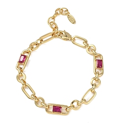 Фиолетовый Браслет-цепочка из латуни в виде кольца и скрепки с микропаве из кубического циркония для женщин., реальный 18 k позолоченный, без кадмия и без свинца, стойки покрытие, долговечный, фиолетовые, 6.89 дюйм (17.5 см)