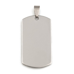 Stainless Steel Color 201 Stainless Steel Rounded Rectangle Stamping Blank Tag Pendants, for Necklace Men Jewelry Making, with Snap on Bails, Stainless Steel Color, 43x24x1mm, Hole: 3mm