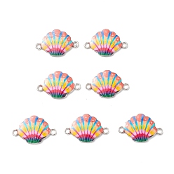 Colorful Alloy Enamel Connector Charms, Platinum, Shell, Colorful, 15x24mm