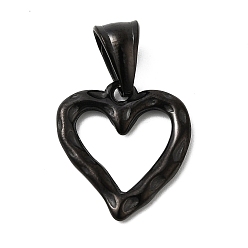 Черный 304 подвески из нержавеющей стали, шарма сердца, ионное покрытие (ip), чёрные, 21x19x2 мм, отверстие : 9x5 мм