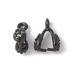 Черный Латунь микро проложить кубический цирконий, без свинца и без кадмия, долговечный, стойки покрытие, чёрные, 10.5x6.5x4 мм, отверстие : 1.4 мм