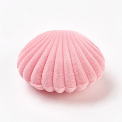 Pink Velvet Necklace Boxes, Shell Shape, Jewelry Box for Girls, Gift Box, Pink, 5.3x5.85x2.9cm
