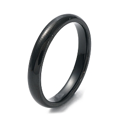 Black Ion Plating(IP) 304 Stainless Steel Flat Plain Band Rings, Black, Size 10, Inner Diameter: 20mm, 3mm