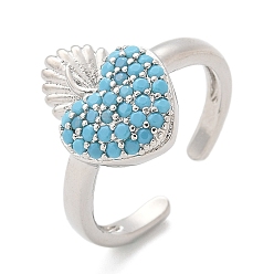 Светло-Синий Кольца-манжеты из латуни с микропаве из кубического циркония для женщин, без кадмия и без свинца, стойки покрытие, платина, голубой, размер США 6 1/4 (16.7 мм)