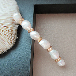 Small gap spring clip Pince à cheveux en perles baroques avec perles naturelles - faite à la main, pince à ressort polyvalente et élégante pour la mode européenne et américaine
