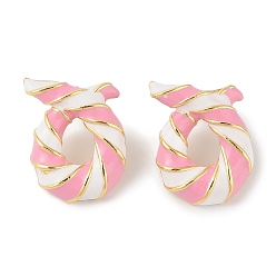 Pink Серьги-гвоздики из латуни с эмалью для женщин, без свинца и без кадмия, реальный 18 k позолоченный, розовые, 24.5x19.5 мм