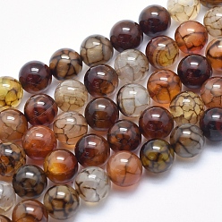 Dragon Veins Agate Natural Dragon Veins Agate Beads Strands, Round, 10mm, Hole: 1.2mm, about 39pcs/strand, 15.7 inch
