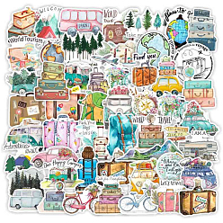 Others 50Pcs Camping Outdoor Adventure Stickers Waterproof Stickers, for Water Bottles, Laptop, Luggage, Cup, Computer, Mobile Phone, Skateboard, Guitar Stickers, Travel Themed, 23~46x50~84mm, 50pcs/set