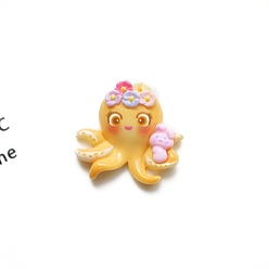 Осьминог Тема морских организмов смола декоден кабошоны, для поделок аксессуары для волос, осьминог, 30x25 мм