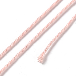 Pink Polyester Twisted Cord, Round, for DIY Jewelry Making, Pink, 1.2mm, about 38.28 Yards(35m)/Roll