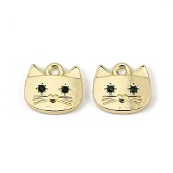 Золотой Сплав микро проложить цирконий подвески, долговечный, стойки покрытие, кошка прелести, золотые, 12.5x13.5x2 мм, отверстие : 1.8 мм