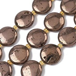 Верблюжий Гальванические природные друзы геод, плоско-круглые, с бисером, верблюжие, 20x7~7.5 мм, отверстие : 0.9~1 мм, около 9 шт / нитка, 8.03'' (20.4 см)