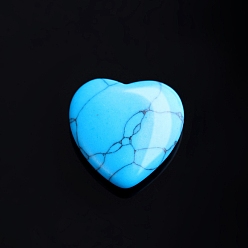 Synthetic Turquoise Synthetic Turquoise Love Heart Stone, Pocket Palm Stone for Reiki Balancing, Home Display Decorations, 20x20mm