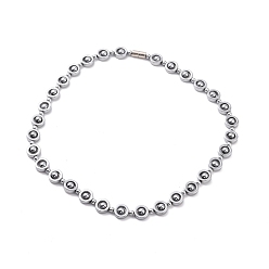 Platinum Synthetic Hematite & Brass Column Beaded Necklace with Magnetic Clasps, Gemstone Jewelry for Men Women, Platinum, 19-7/8 inch(50.5cm)