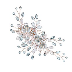 Rose gold hairpin Bridal Hair Clip with Rhinestones - Elegant Wedding Hair Accessory.