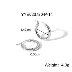 Серебро Преувеличенные 304 серьги-кольца из нержавеющей стали, серебряные, 14.2x3 мм