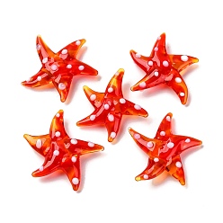 Оранжево-Красный Ручной работы украшения дома бусины, украшения в виде морских звезд в подарок, оранжево-красный, 25~30x25.5~28x7 мм