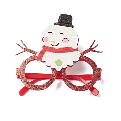 Snowman Christmas Plastic & Non-woven Fabric Glitter Glasses Frames, for Christmas Party Costume Decoration Accessories, Snowman, 137x137x25mm