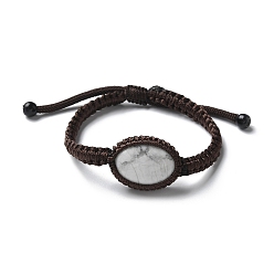 Говлит Регулируемые овальные браслеты из натурального хаулита с плетеными бусинами, внутренний диаметр: 2-1/8~3-1/8 дюйм (5~8 см)