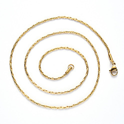 Golden Vacuum Plating 304 Stainless Steel Coreana Chain Necklace, with Lobster Claw Clasp, Golden, 19.68 inch(50cm)x0.6mm