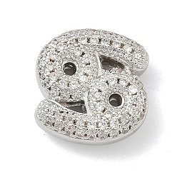 Рак Подвески из латуни с микропаве из прозрачных кубических цирконий в виде двенадцати созвездий, без кадмия и без свинца, долговечный, стойки покрытие, платина, рак, 13x12.5x5 мм, отверстие : 3x2 мм