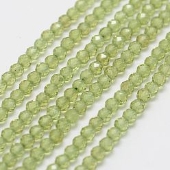 Peridot Natural Peridot Bead Strands, Round, Faceted, 3mm, Hole: 0.5mm, about 130pcs/strand, 15.3 inch(39cm)