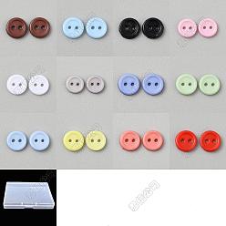 (52) Непрозрачная лаванда 300шт. 12цветные смоляные кнопки, 2-луночное, плоско-круглые, разноцветные, 6x1 мм, отверстие : 0.8 мм, 25 шт / цвет