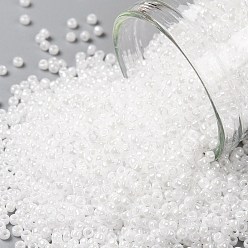 (121) Opaque Luster White Тохо 8/0 круглые бусины, японский бисер, (121) непрозрачный глянец белый, 3 мм, отверстие : 1 мм, Около 222 шт / 10 г