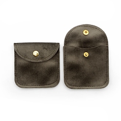 Dark Olive Green Velvet Jewelry Storage Bags with Snap Button, for Earrings, Rings, Necklaces, Square, Dark Olive Green, 8x8cm