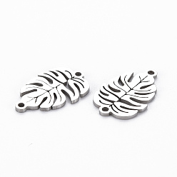 Stainless Steel Color Non-Tarnish 201 Stainless Steel Links Connectors, Cut, Leaf, Stainless Steel Color, 18x11.5x1mm, Hole: 1.2mm