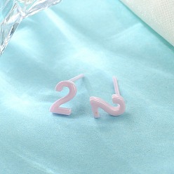 Pink Hypoallergenic Bioceramics Zirconia Ceramic Stud Earrings, Number 2, No Fading and Nickel Free, Pink, 7x4.5mm