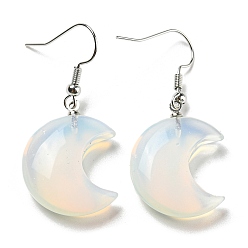 Опал Серьги с подвесками в форме полумесяца и опалита, серьги из платины и латуни с покрытием стойки, без кадмия и без свинца, 42x21 мм