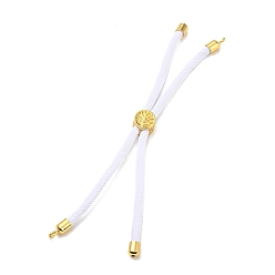 White Nylon Cords Bracelet Makings Fit for Connector Charms, with Golden Brass Tree Slider Beads, Long-Lasting Plated, White, 8-5/8 inch(22cm), Hole: 1.9mm