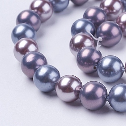 Colorful Shell Pearl Beads Strands, Round, Colorful, 6mm, Hole: 1mm, about 63pcs/strand, 15.7 inch