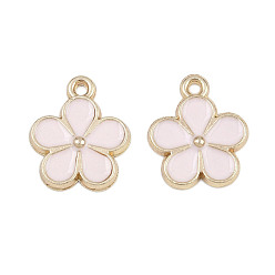 Pink Подвески из эмали и сплава, , золотые, розовые, 17x14.5x2 мм, отверстие : 1.5 мм