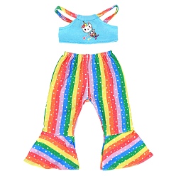 Colorful Two-piece Camisole Top & Flared Trousers Summer Cloth Doll Clothes Set, for 14.5 inch Girl Doll Dressing Accessories, Colorful, 50~220mm, 2pcs/set
