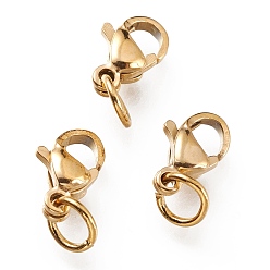 Золотой Ионное покрытие (ip) 304 застежки-клешни из нержавеющей стали, с целью перехода в кольце, золотые, 9x5.5x3.5 мм, отверстие : 3 мм, Перейти кольцо: 5x0.6 мм