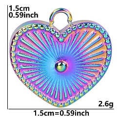 Rainbow Color 304 подвески из нержавеющей стали, шарма сердца, Радуга цветов, 15x15 мм
