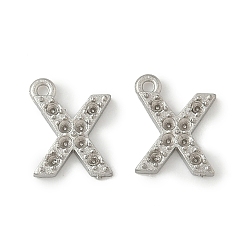 Letter X 304 Настройки горный хрусталь из нержавеющей стали кулон, цвет нержавеющей стали, Письмо X, пригодный для стразов 1 мм, 8x6.5x1 мм, отверстие : 0.7 мм