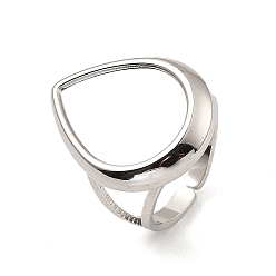 Stainless Steel Color 304 Stainless Steel Open Cuff Pad Ring Settings, Teardrop, Stainless Steel Color, US Size 6 1/2(16.9mm), 3~23.5mm, Tray: 19x14mm