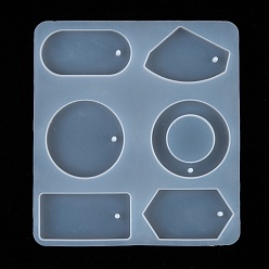 White DIY Silicone Molds, Resin Casting Molds, For UV Resin, Epoxy Resin Jewelry Pendants Making, Geometric Shapes, White, 176x159x10mm, Hole: 3.5mm