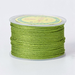 Yellow Green Round Polyester Cords, Milan Cords/Twisted Cords, Yellow Green, 1.5~2mm, 50yards/roll(150 feet/roll)