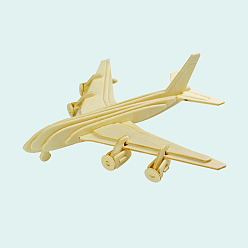 BurlyWood Wood Assembly Toys for Boys and Girls, 3D Puzzle Model for Kids, Plane, BurlyWood, Finished: 196x207x68mm