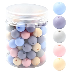 Светло-Синий Силиконовые бусины, круглые, голубой, 9.5~12 мм, отверстие : 2 мм, 5 цветов, 18 шт / цвет