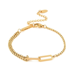 Золотой Прямоугольник 304 из нержавеющей стали браслеты ссылку, браслеты-цепочки роло для женщин, золотые, 6.38 дюйм (16.2 см)