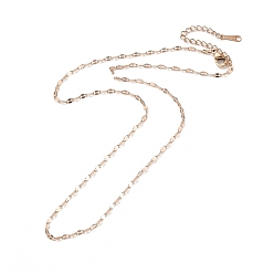Rose Gold Ion Plating(IP) 304 Stainless Steel Dapped Chain Necklace for Men Women, Rose Gold, 15.51 inch(39.4cm)