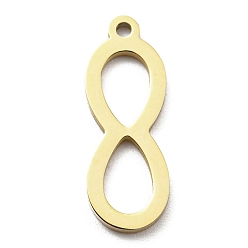 Real 18K Gold Plated Ion Plating(IP) 316L Surgical Stainless Steel Pendants, Laser Cut, Infinity Charm, Real 18K Gold Plated, 20x7x1mm, Hole: 1.2mm