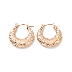 Розовое Золото Ионное покрытие (ip) 304 серьги-кольца в форме полумесяца из нержавеющей стали, массивные серьги с круассаном для женщин, розовое золото , 18x20x4 мм, штифты : 0.7 мм